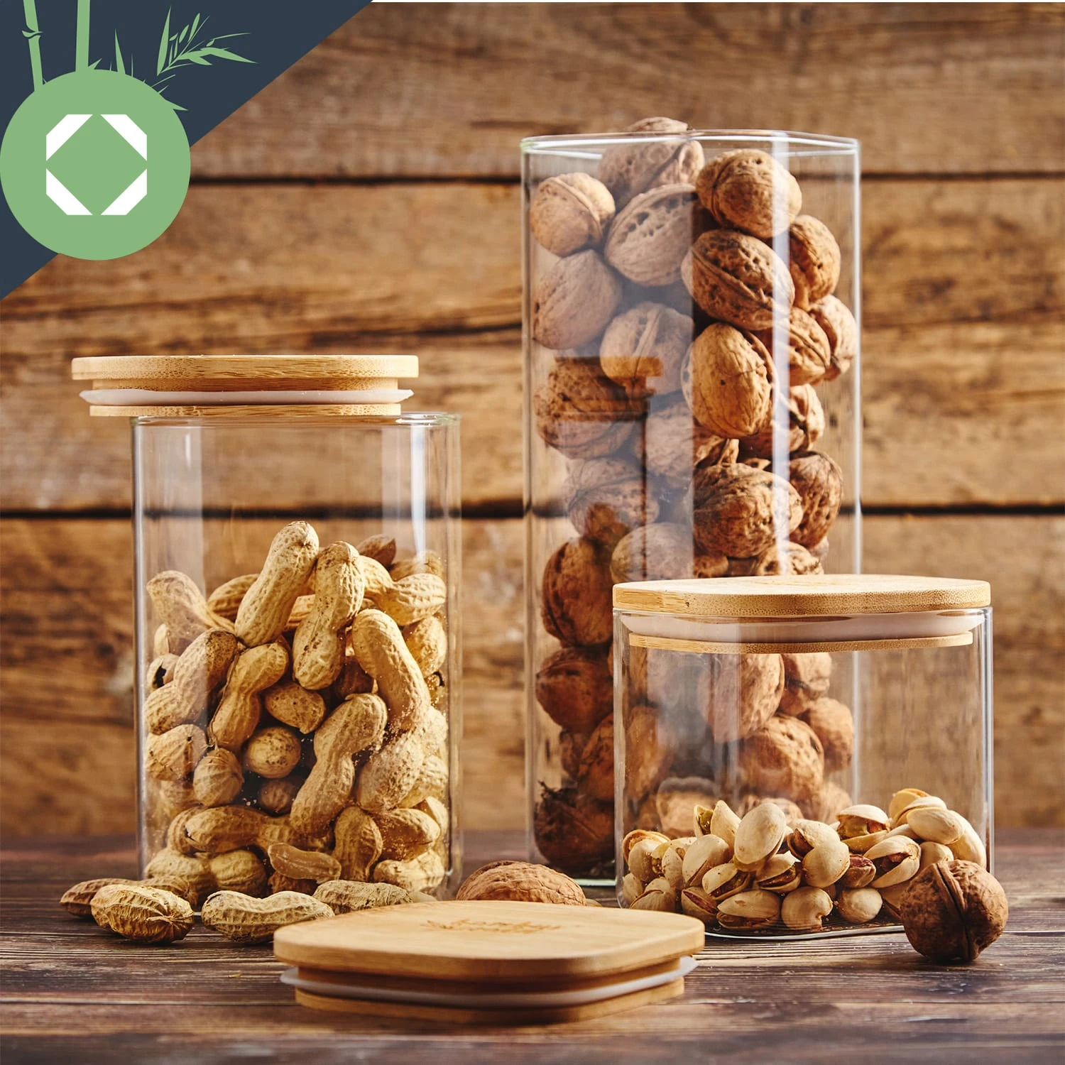 Eckiges Glas Mit Bambusdeckel Luftdicht Mit Silikonring 10x16x10 Cm 1200 Ml 4 Eckiges Glas Mit Bambusdeckel Luftdicht Mit Silikonring 10x16x10 Cm 1200 Ml – Bild 4