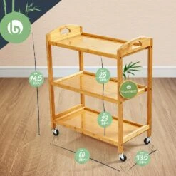 Servierwagen 3 Etagen 4 Rollen 60x74,5x33,5 Cm (BxHxT) Bambus -Bestes Haushaltsgeräte Geschäft 10038127 yy 0006 logo