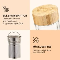 Teeflasche Mit Deckel Und Sieb 500 Ml Doppelwandiges Glas Bambus Hülle -Bestes Haushaltsgeräte Geschäft 10038238 de 0003 logo