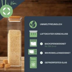 Eckiges Glas Mit Bambusdeckel Luftdicht Mit Silikonring 10x25x10 Cm 3x 2000 Ml -Bestes Haushaltsgeräte Geschäft 10038255 de 0005 logo