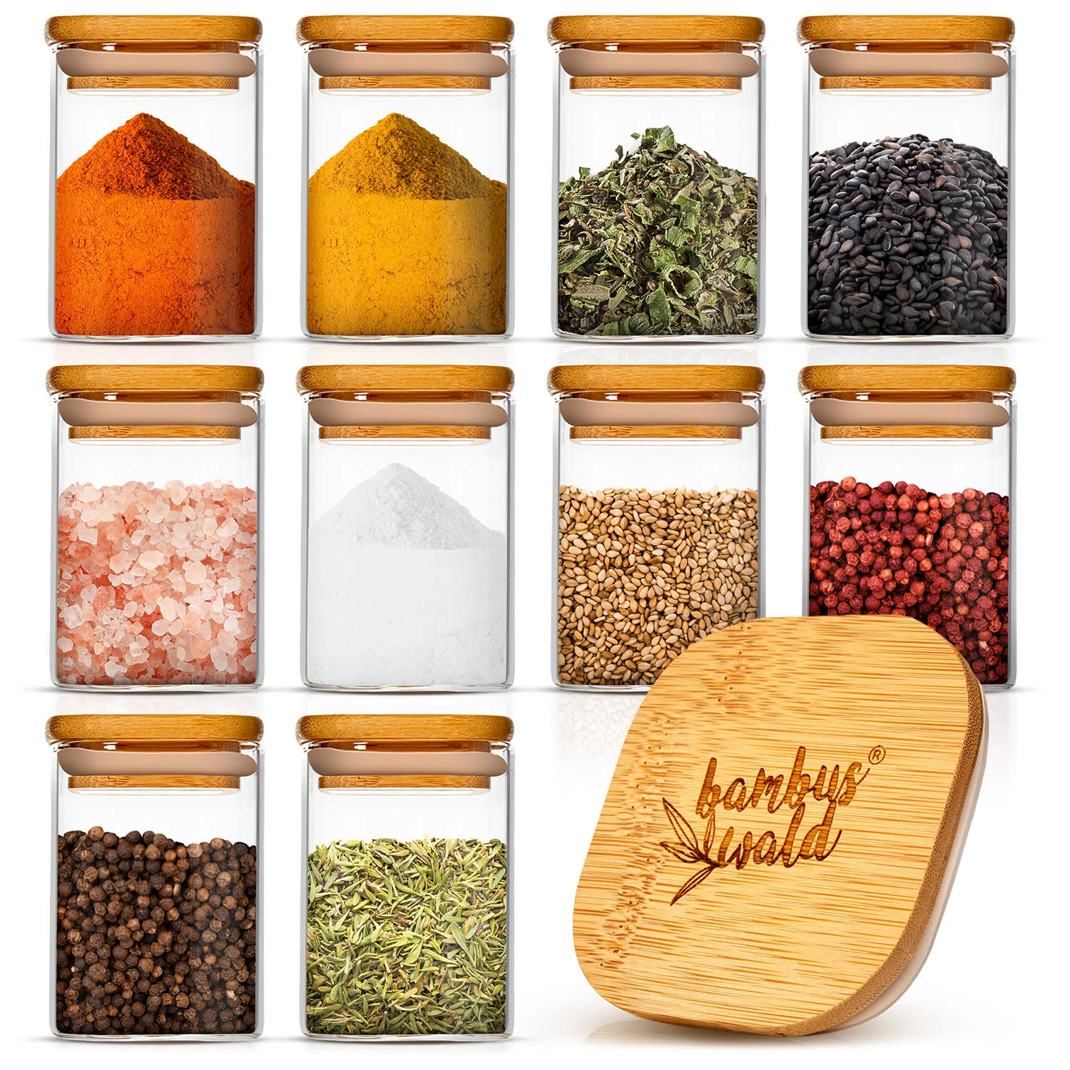 Eckige Gläser Bambusdeckel 10 Stück Je 150 Ml Luftdicht 1 Eckige Gläser Bambusdeckel 10 Stück Je 150 Ml Luftdicht