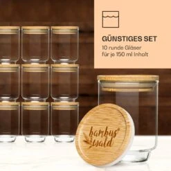 Gewürzgläser Bambusdeckel 10 Stück Je 150 Ml Luftdicht Stapelbar -Bestes Haushaltsgeräte Geschäft 10038311 de 0004 logo