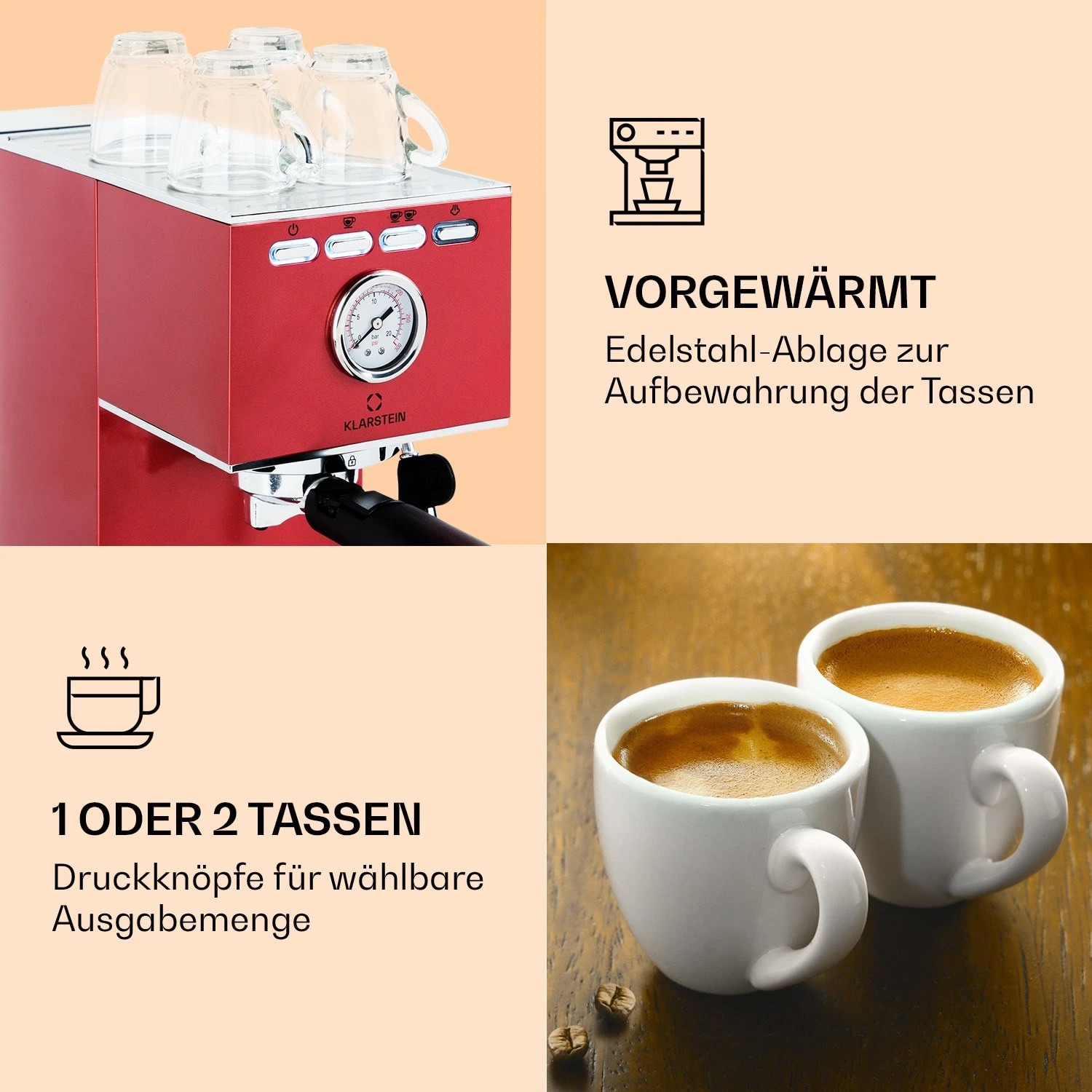 Pausa Espressomaker 1350 Watt 20 Bar Druck Wassertank: 1,4 Liter Edelstahl 4 Pausa Espressomaker 1350 Watt 20 Bar Druck Wassertank: 1,4 Liter Edelstahl – Bild 4