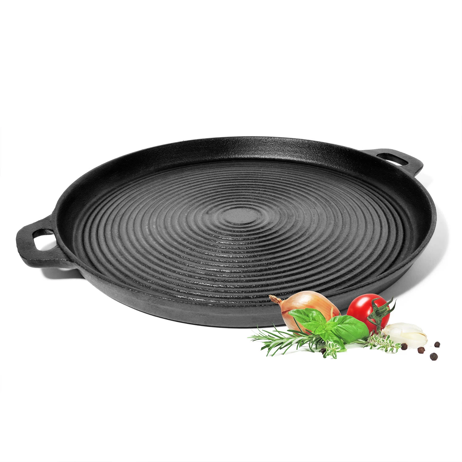 Canadienne Runde Grillpfanne Geriffelt 35 X 3 Cm (ØxH) Gusseisen 2 Canadienne Runde Grillpfanne Geriffelt 35 X 3 Cm (ØxH) Gusseisen – Bild 2