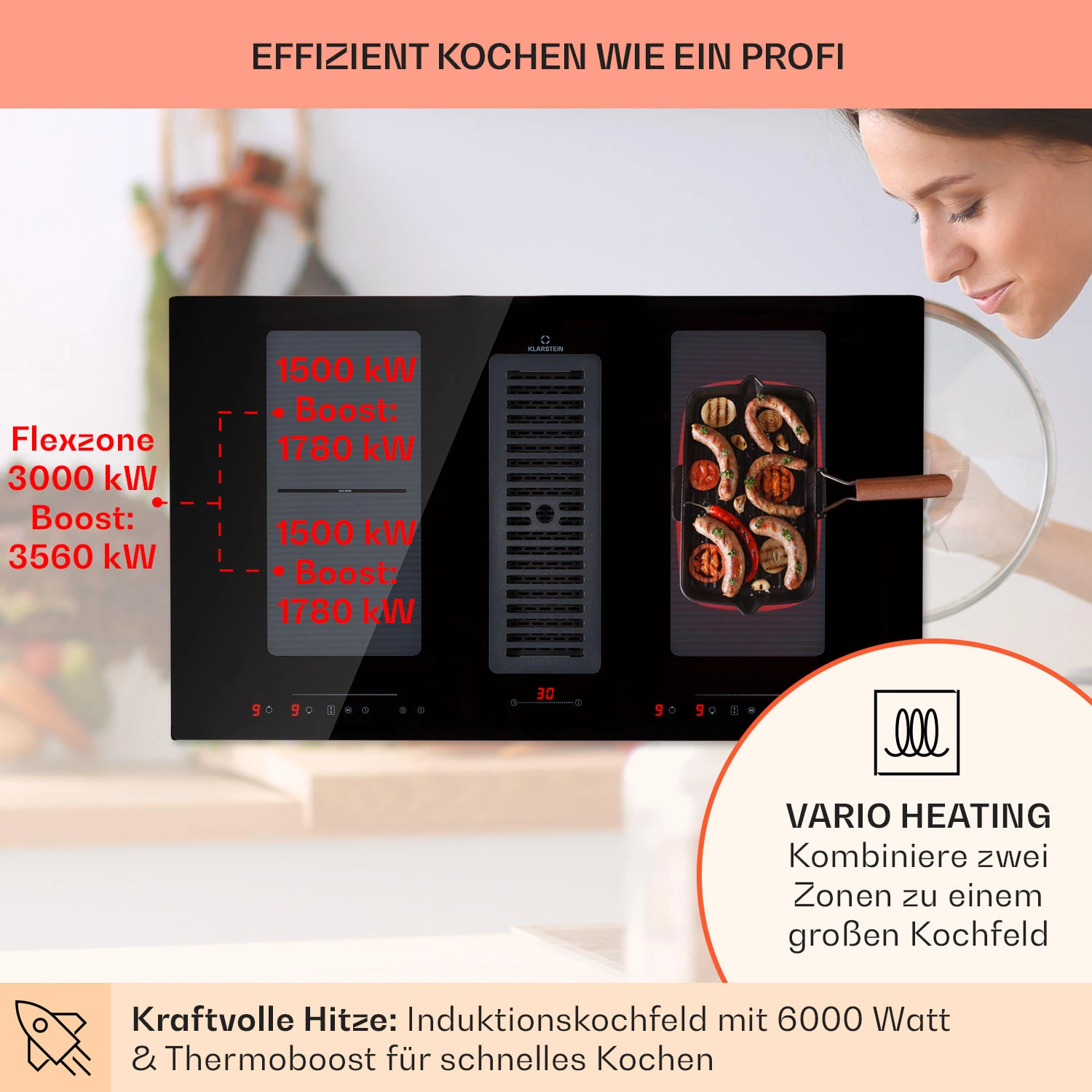 Full House Down Air System Induktionsherd + Dunstabzugshaube 477 M³/h 4 Full House Down Air System Induktionsherd + Dunstabzugshaube 477 M³/h – Bild 4