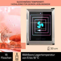 Vinamour 16 Uno Weinkühlschrank 16Fl./42l 5-18°C 41dB Glas -Bestes Haushaltsgeräte Geschäft 10039897 de 0003 usp