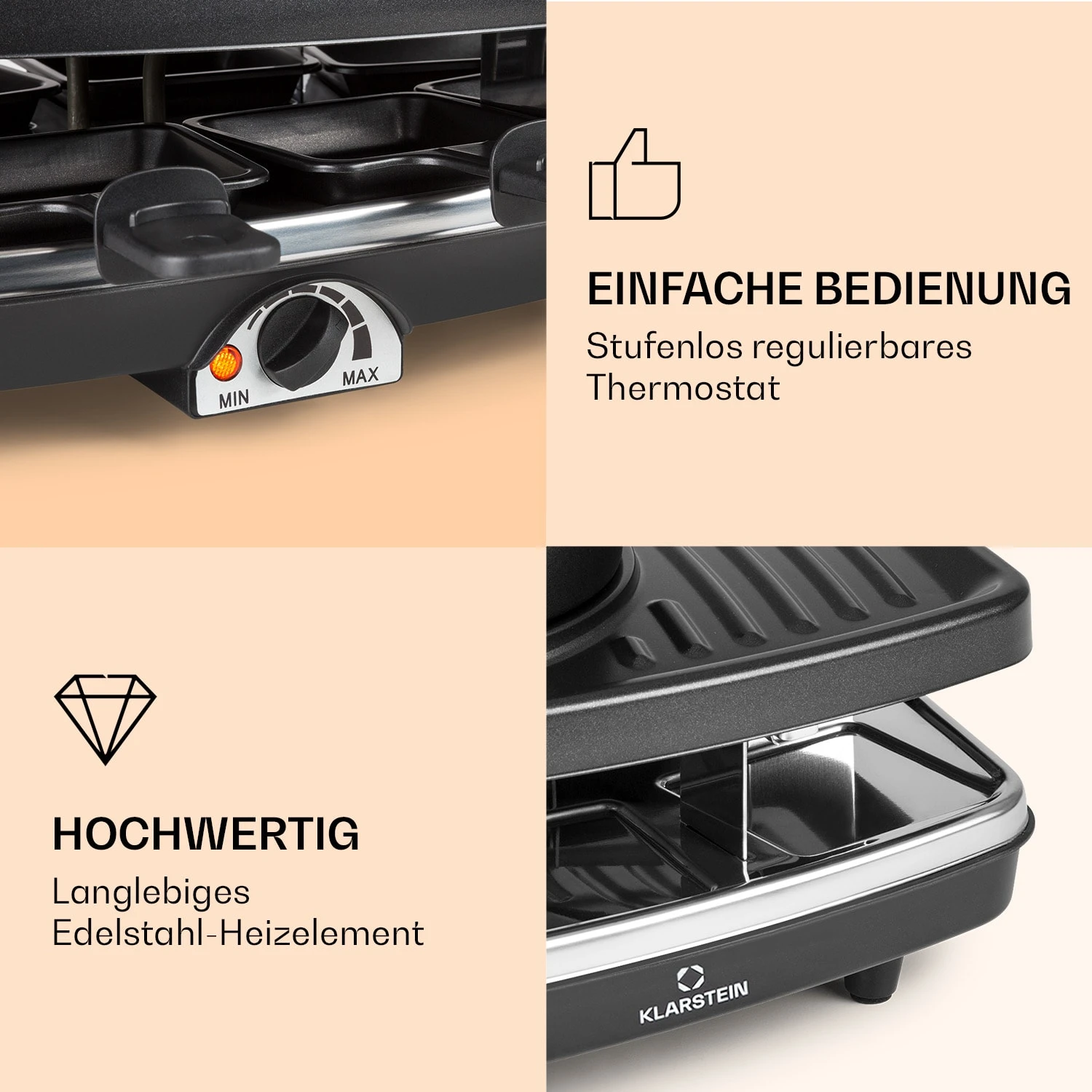 Entrecote 2-in-1 Raclette-Grill & Fondue Naturstein 1100W 8 Personen 4 Entrecote 2-in-1 Raclette-Grill & Fondue Naturstein 1100W 8 Personen – Bild 4