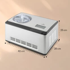 Dolce Bacio Smart Eiscremebereiter Yogurtmaker Kompressor 2 Liter WiFi Touch Edelstahl -Bestes Haushaltsgeräte Geschäft 10040048 yy 0008 dimensions