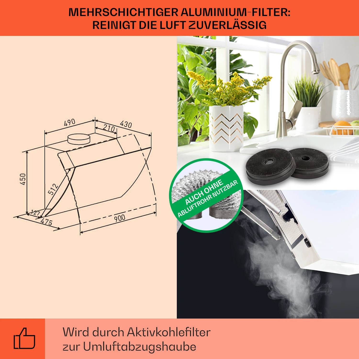 Clara 90 Dunstabzugshaube Glas 509 M³/h Touch Ambiente-Licht 5 Clara 90 Dunstabzugshaube Glas 509 M³/h Touch Ambiente-Licht – Bild 5