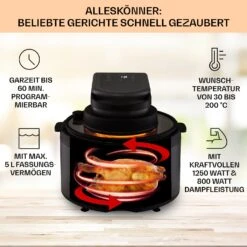 Vendure Heißluftfritteuse Mit Dampffunktion 1250W 5 Liter 6 Programme -Bestes Haushaltsgeräte Geschäft 10040278 de 0003 usp