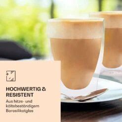 DUOS Doppelwandiges Glas | Thermoglas | 310 Ml | Trinkglas | Espressoglas, Teeglas, Shotglas | Für Heiße Und Kalte Getränke | Borosilikatglas| Hitze- Und Kältebeständig | Handgemacht | Spülmaschinenfest | Schwebe-Effekt -Bestes Haushaltsgeräte Geschäft 10040372 de 0003 logo
