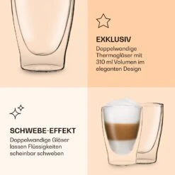 DUOS Doppelwandiges Glas | Thermoglas | 310 Ml | Trinkglas | Espressoglas, Teeglas, Shotglas | Für Heiße Und Kalte Getränke | Borosilikatglas| Hitze- Und Kältebeständig | Handgemacht | Spülmaschinenfest | Schwebe-Effekt -Bestes Haushaltsgeräte Geschäft 10040372 de 0006 logo