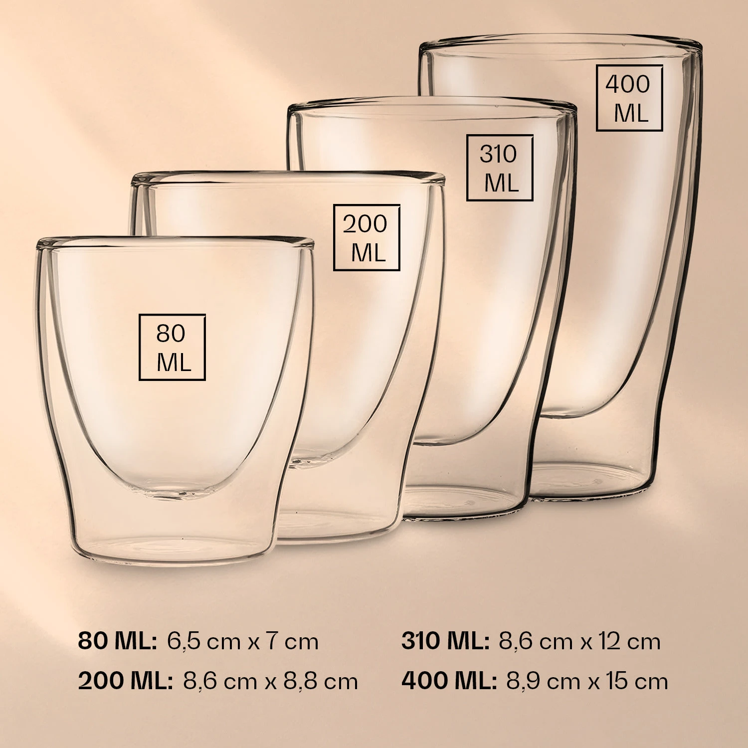 DUOS Doppelwandiges Glas | Thermoglas | 80, 200, 310, 400 Ml | Trinkglas | Espressoglas, Teeglas, Shotglas | Für Heiße Und Kalte Getränke | Borosilikatglas| Hitze- Und Kältebeständig | Handgemacht | Spülmaschinenfest | Schwebe-Effekt 6 DUOS Doppelwandiges Glas | Thermoglas | 80, 200, 310, 400 Ml | Trinkglas | Espressoglas, Teeglas, Shotglas | Für Heiße Und Kalte Getränke | Borosilikatglas| Hitze- Und Kältebeständig | Handgemacht | Spülmaschinenfest | Schwebe-Effekt – Bild 6
