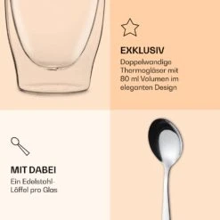 DUOS Doppelwandiges Glas 80 Ml Thermofunktion Inkl. Edelstahl-Löffel -Bestes Haushaltsgeräte Geschäft 10040384 de 0006 logo