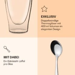 DUOS Doppelwandiges Glas 400 Ml Thermofunktion Inkl. Edelstahl-Löffel -Bestes Haushaltsgeräte Geschäft 10040387 de 0006 logo