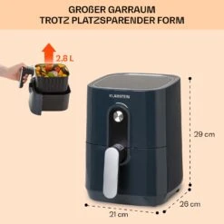 Crisp-Pro Heißluftfritteuse Air Fryer 1400W 2,8 Ltr Timer Edelstahl -Bestes Haushaltsgeräte Geschäft 10040698 de 0006 usp