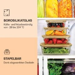 Frischhaltedosen 4er-Set Borosilikatglas Bambusdeckel Stapelbar 4 Größen -Bestes Haushaltsgeräte Geschäft 10040858 de 0004 logo