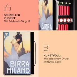 Beersafe 70 Birra Milano Edition Kühlschrank 70 Liter 3 Böden Panoramaglastür Edelstahl -Bestes Haushaltsgeräte Geschäft 10041180 de 0004 usp