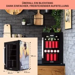 Beersafe 70 Birra Milano Edition Kühlschrank 70 Liter 3 Böden Panoramaglastür Edelstahl -Bestes Haushaltsgeräte Geschäft 10041180 de 0007 usp