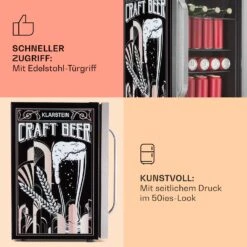 Beersafe 70 Craft Beer Edition Kühlschrank 70 Liter Glastür Edelstahl -Bestes Haushaltsgeräte Geschäft 10041181 de 0004 usp