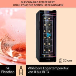 Barolo 14 Slim Uno Weinkühlschrank 46 Ltr 14 Flaschen 11-18°C SingleZone -Bestes Haushaltsgeräte Geschäft 10041206 de 0003 usp