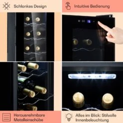 Barolo 14 Slim Uno Weinkühlschrank 46 Ltr 14 Flaschen 11-18°C SingleZone -Bestes Haushaltsgeräte Geschäft 10041206 de 0005 usp