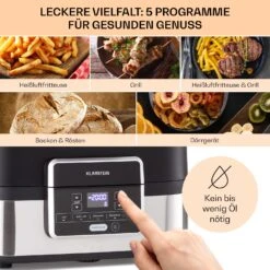 Combo Air Grill-Heißluftfritteuse 5 Programme 1500 Watt 4,5 L Grillkorb 2,5 L Frittierkorb -Bestes Haushaltsgeräte Geschäft 10041330 de 0003 usp
