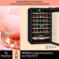 Vinamour 32 Uno Weinkühlschrank 1 Zone 95 L / 36 Flaschen 4-18°C Touch 11 Vinamour 32 Uno Weinkühlschrank 1 Zone 95 L / 36 Flaschen 4-18°C Touch -Bestes Haushaltsgeräte Geschäft 10041393 de 0003 usp