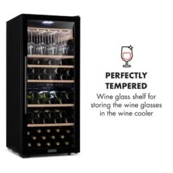 Barossa 102 Duo Weinkühlschrank-Set 2 Zonen 102 Fl. Weinglasregal -Bestes Haushaltsgeräte Geschäft 60002419 yy 0009 logo Klarstein Barossa 102D Weinglas Regal Echtholz